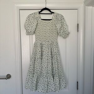 Ivy City Co Cream Floral Midi Dress
